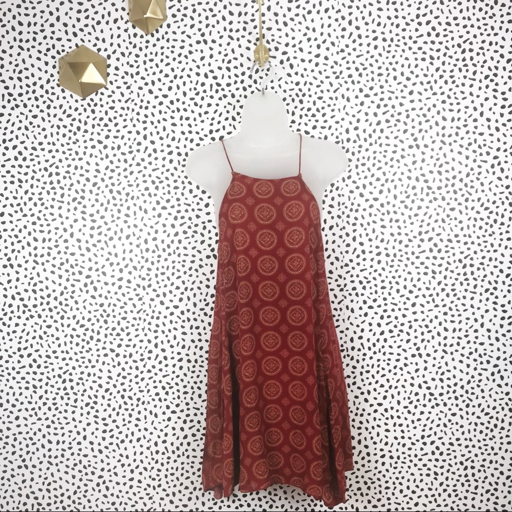 Brandy Melville sleeveless Boho Red highneck dress